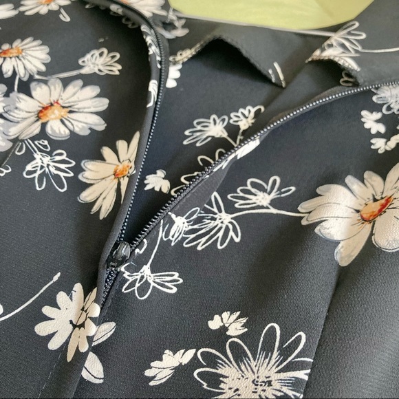 Y2K 90s Rampage black daisy print polyester sleeveless mini dress Juniors 3 - Picture 9 of 11